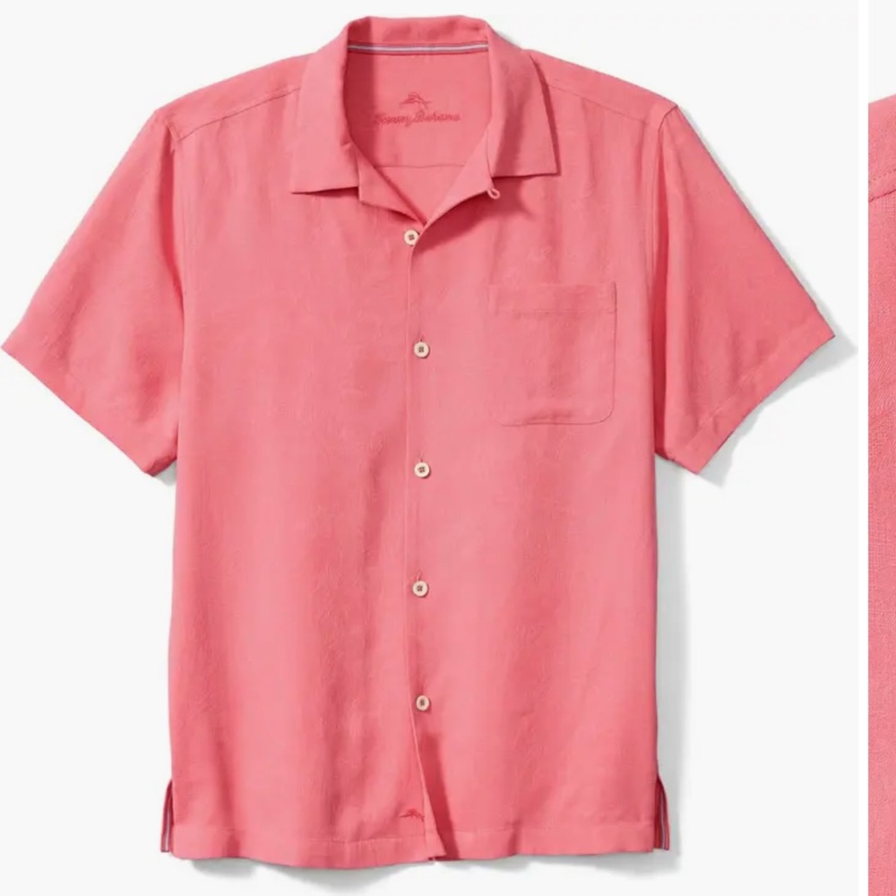 Tommy Bahama Tropic Isle 100% Silk Short Sleeve Woven Shirt In Pink Confetti
